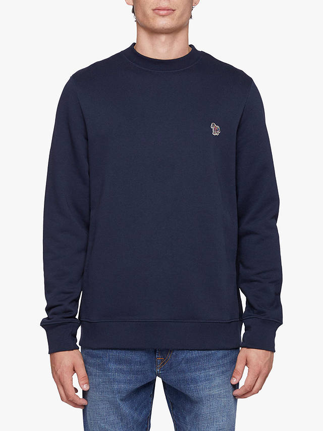 Paul Smith Zebra Embroidered Organic Cotton Jumper, Blue at John Lewis ...