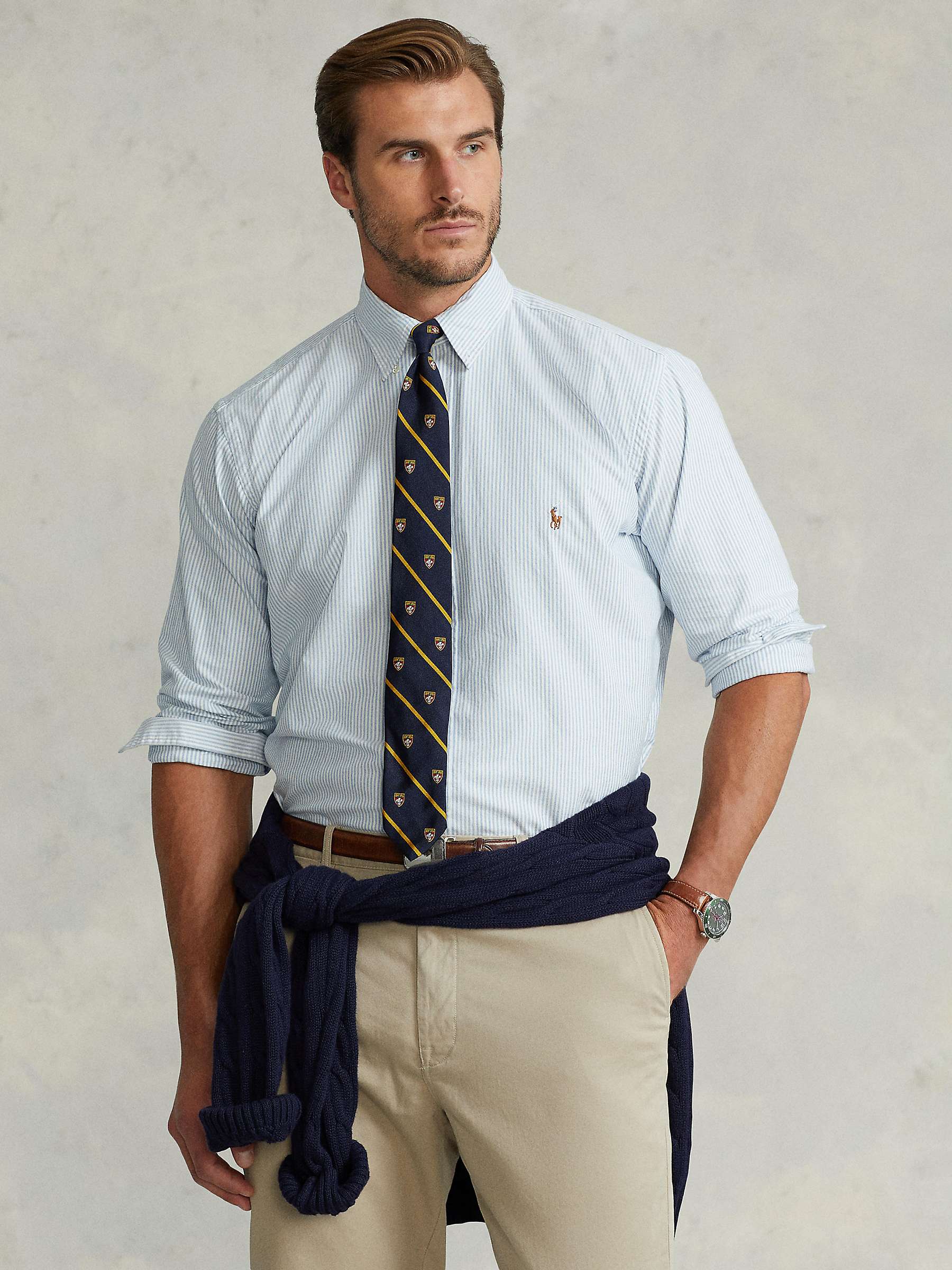 Polo Ralph Lauren Big & Tall Casual Sport Shirt, Blue/White Stripe at ...