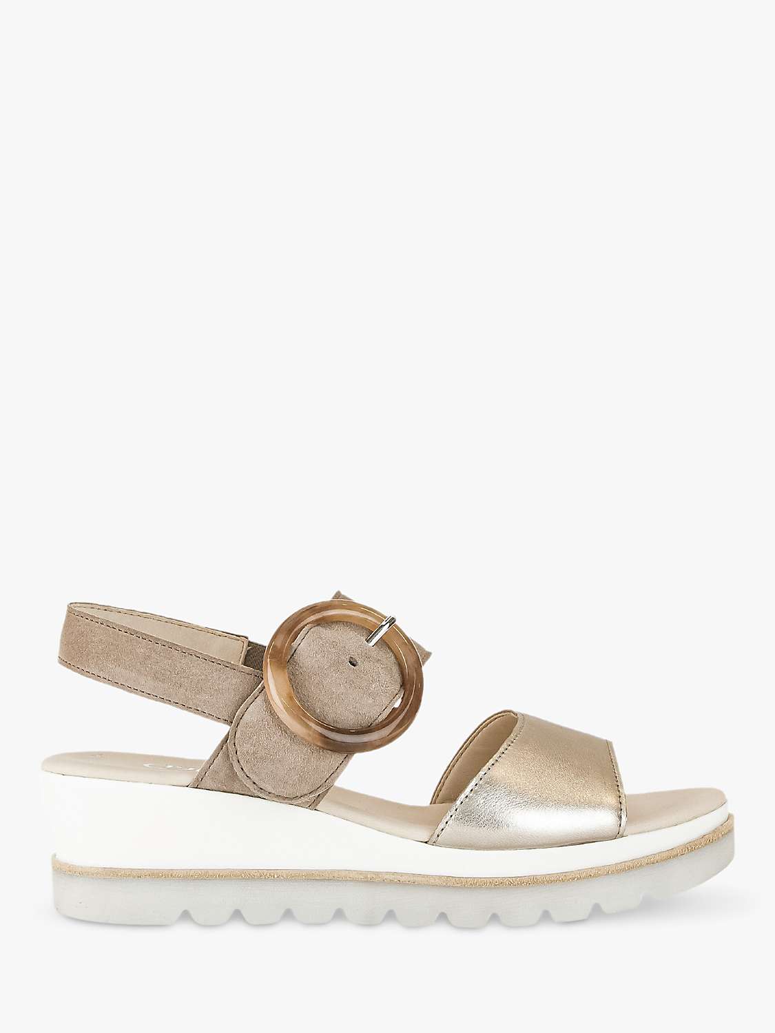 Gabor Yeo Leather Wedge Sandals, Puder/Rabbit at John Lewis & Partners