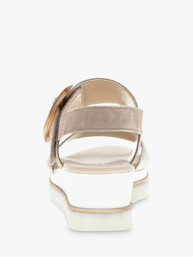 Gabor Yeo Leather Wedge Sandals, Puder/Rabbit