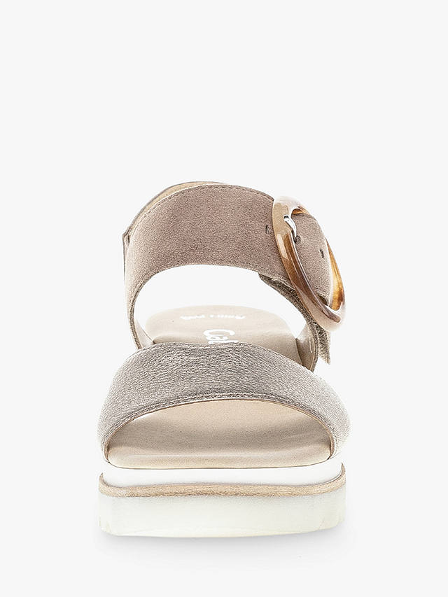 Gabor Yeo Leather Wedge Sandals, Puder/Rabbit