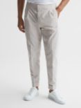 Reiss Stall Seersucker Relaxed Fit Suit Trousers, Taupe/White