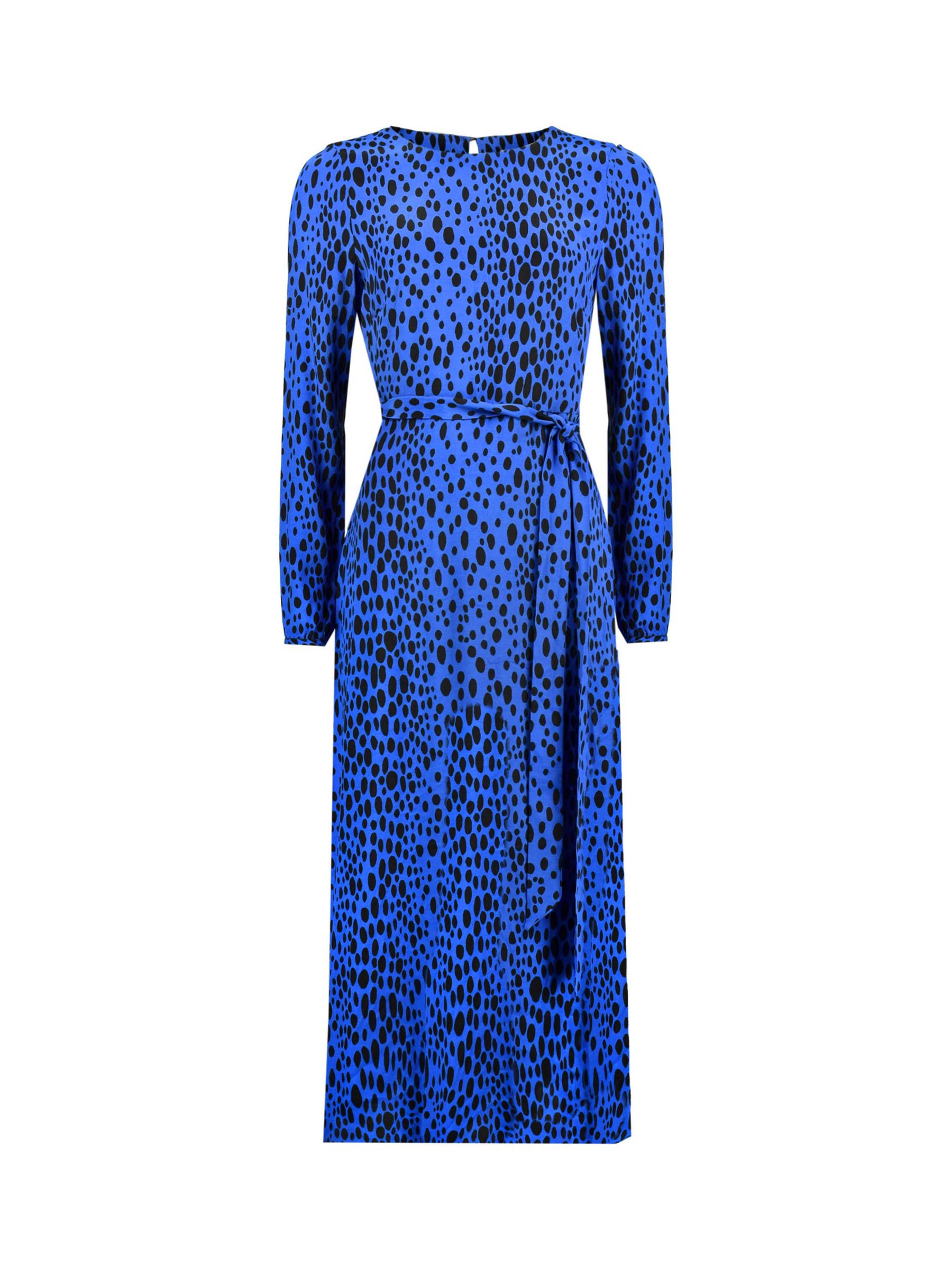 Buy Ro&Zo Animal Print Button Detail Midi Dress, Cobalt Online at johnlewis.com