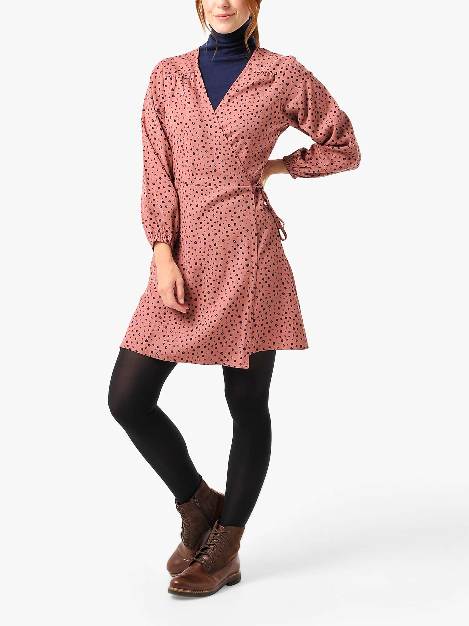 Buy Burgs Trescoll Spot Wrap Mini Dress, Brick Red Online at johnlewis.com