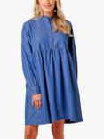 Burgs Cambrose Dobby Smock Dress, Indigo Blue