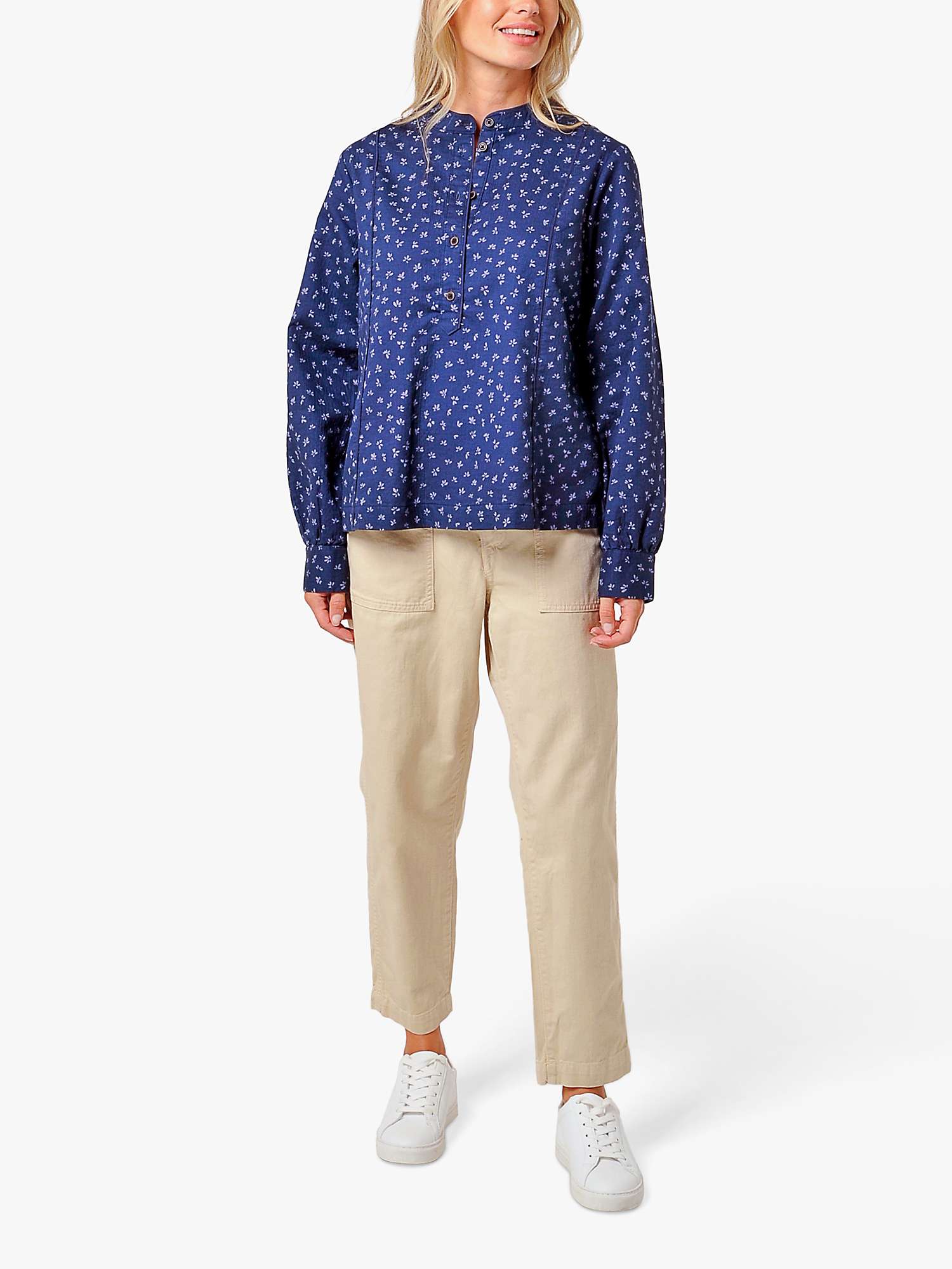Buy Burgs Abbey Floral Print Shirt, Midnight Navy Online at johnlewis.com