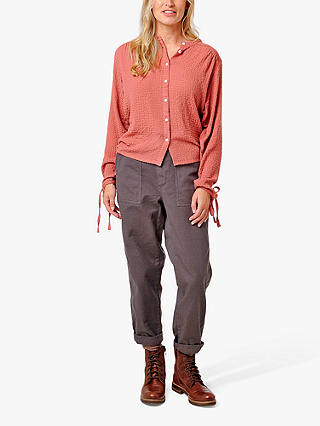 Burgs Bow Textured Blouse, Brick Red