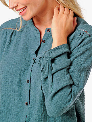 Burgs Bow Textured Blouse, Teal Green