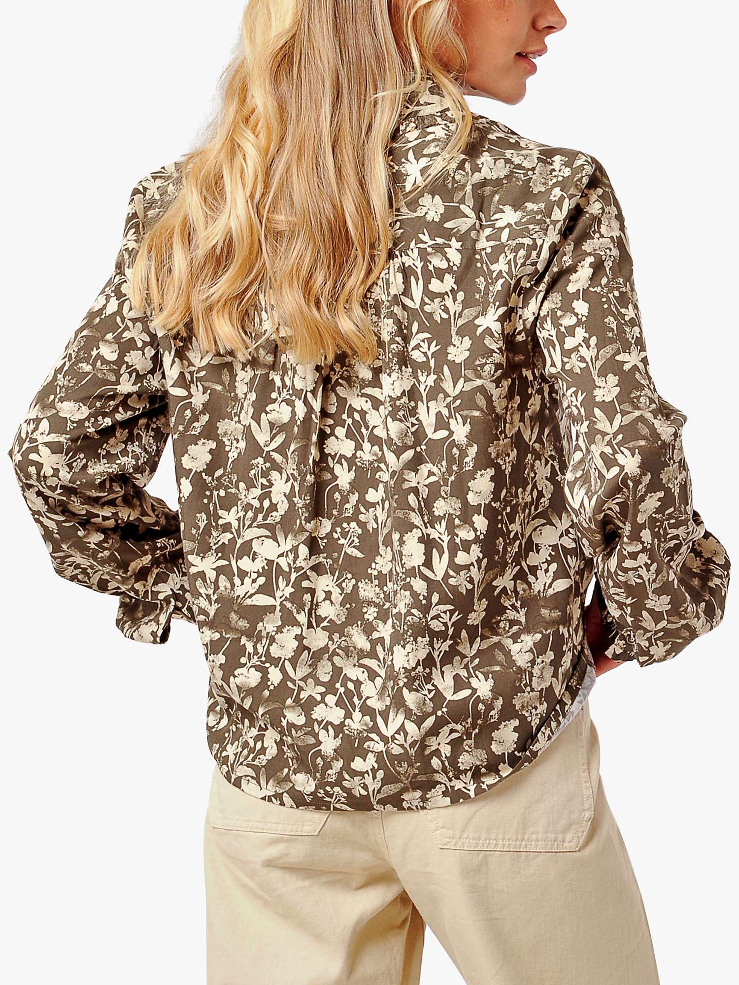 Buy Burgs Bray Floral Blouse, Deep Olive Green Online at johnlewis.com
