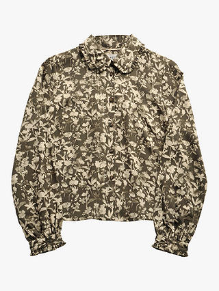 Burgs Bray Floral Blouse, Deep Olive Green