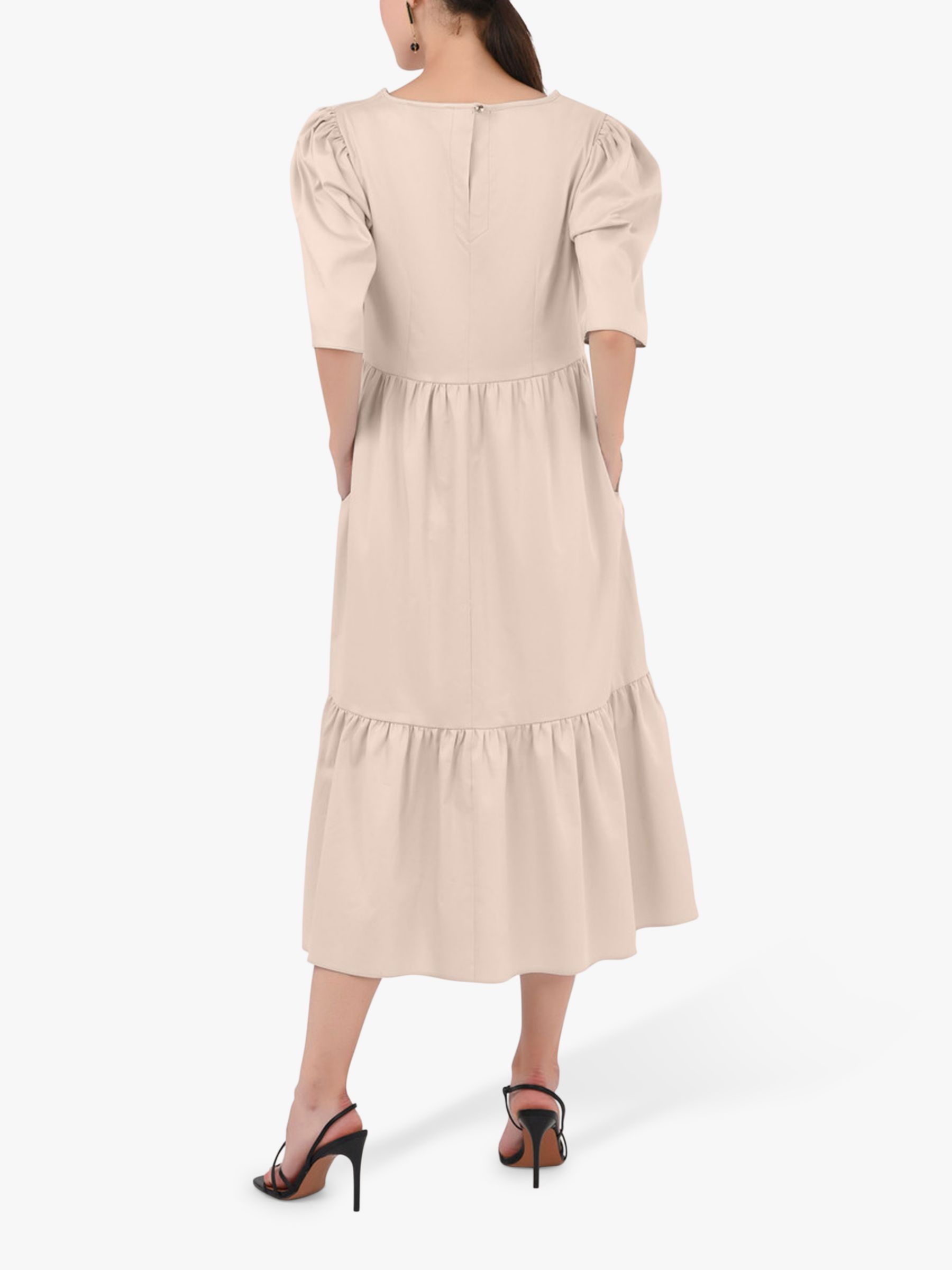Closet London Puff Sleeve Tiered Midi Dress at John Lewis & Partners