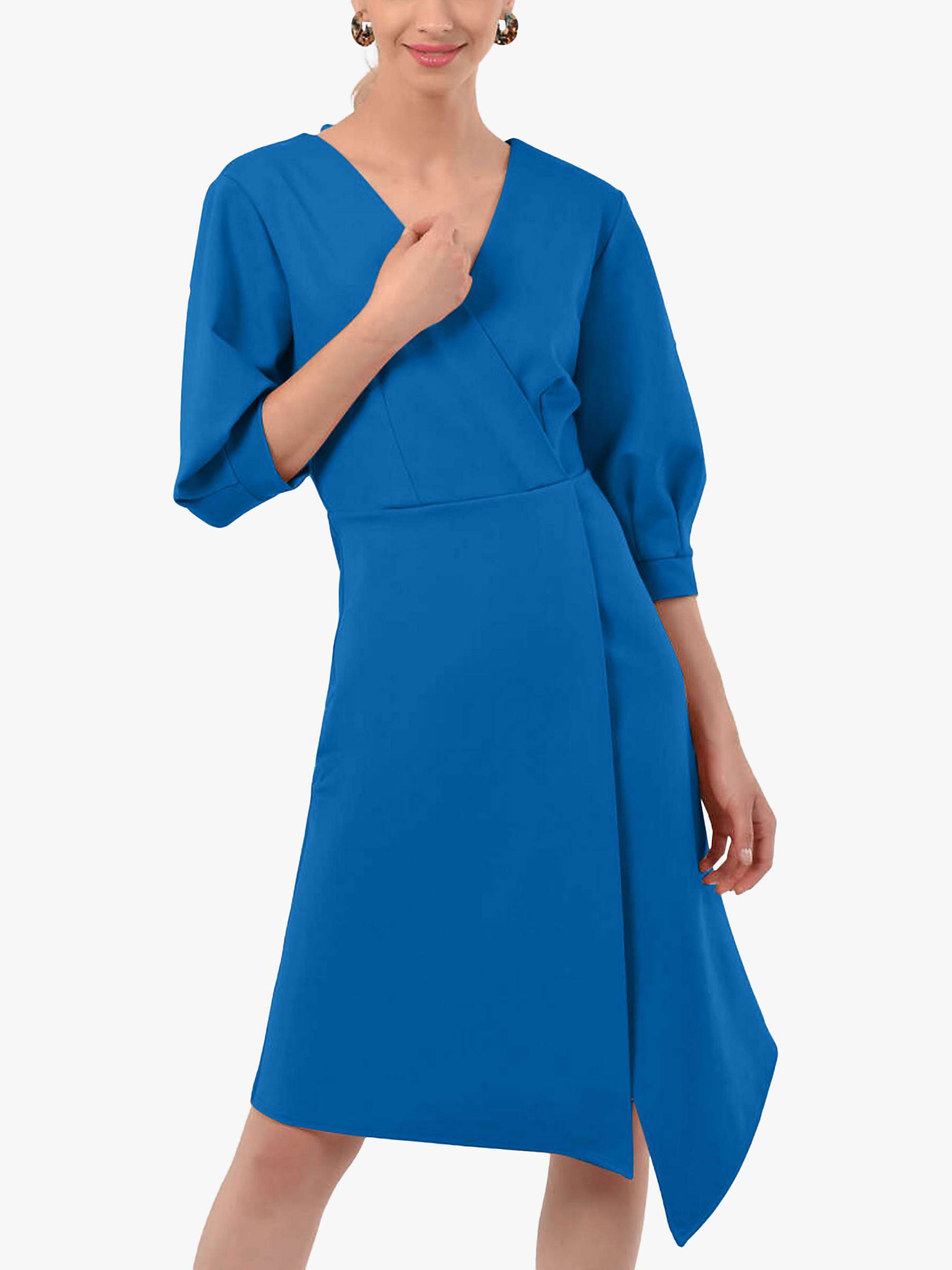 Buy Closet London Pleated Sleeve Wrap Dress, Blue Online at johnlewis.com
