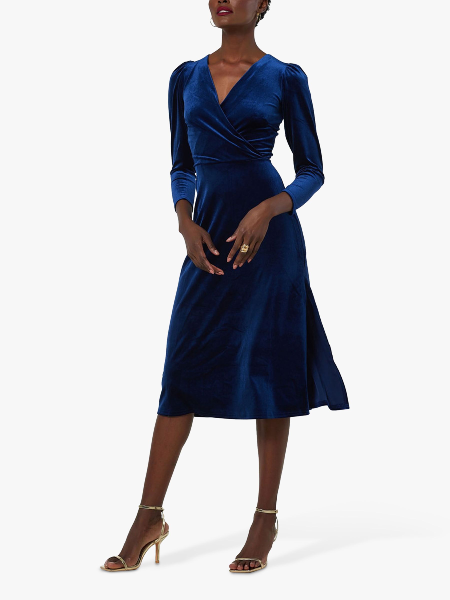 Blue velvet wrap dress zara sale