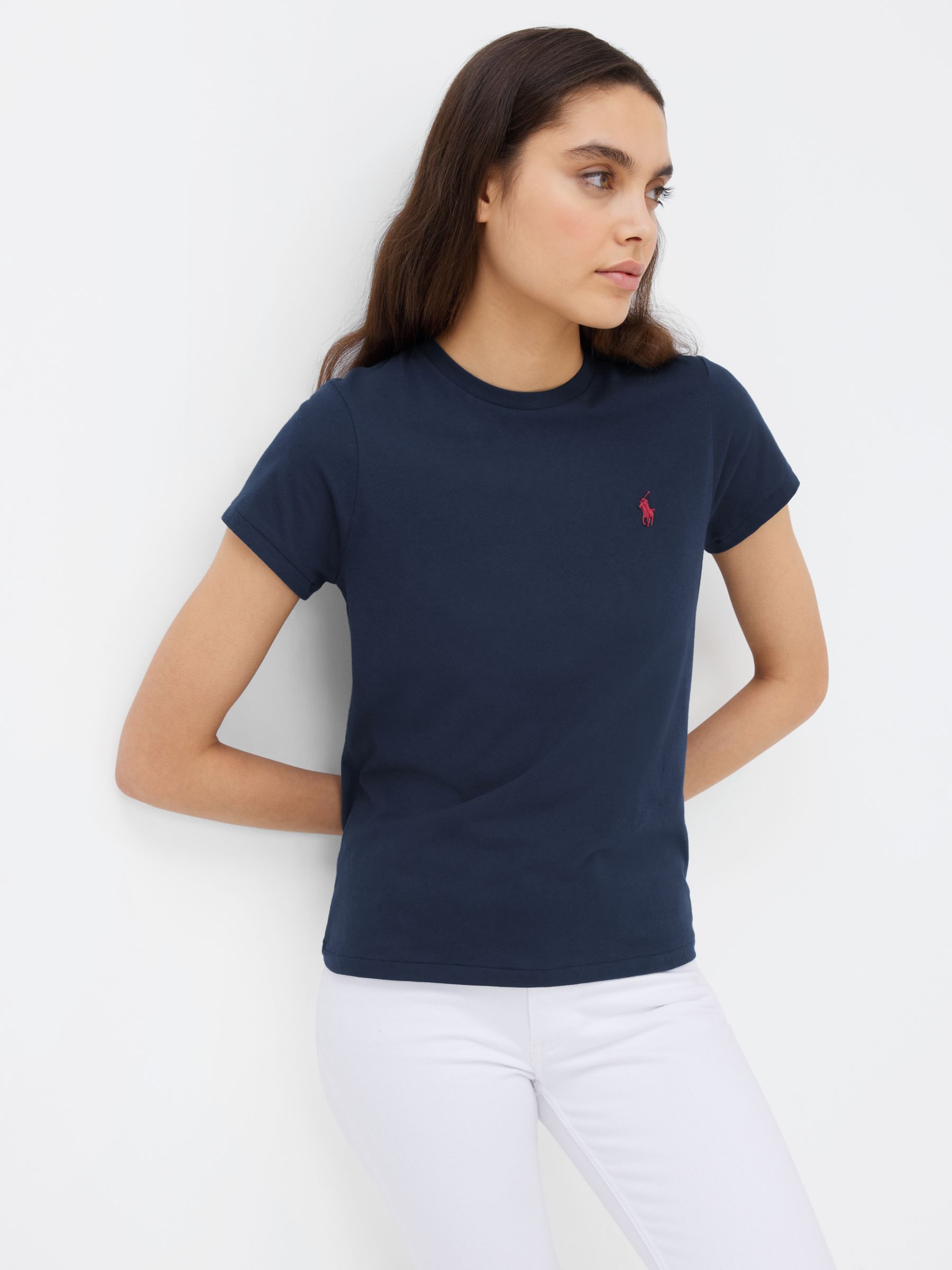 Polo Ralph Lauren Logo Crew Neck Short Sleeve T-Shirt, Cruise Navy at ...