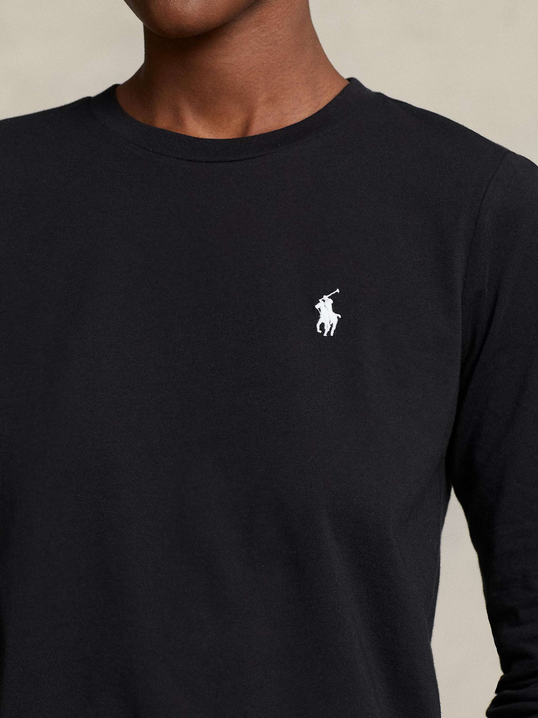 Buy Ralph Lauren Logo Long Sleeve Jersey Top, Polo Black Online at johnlewis.com