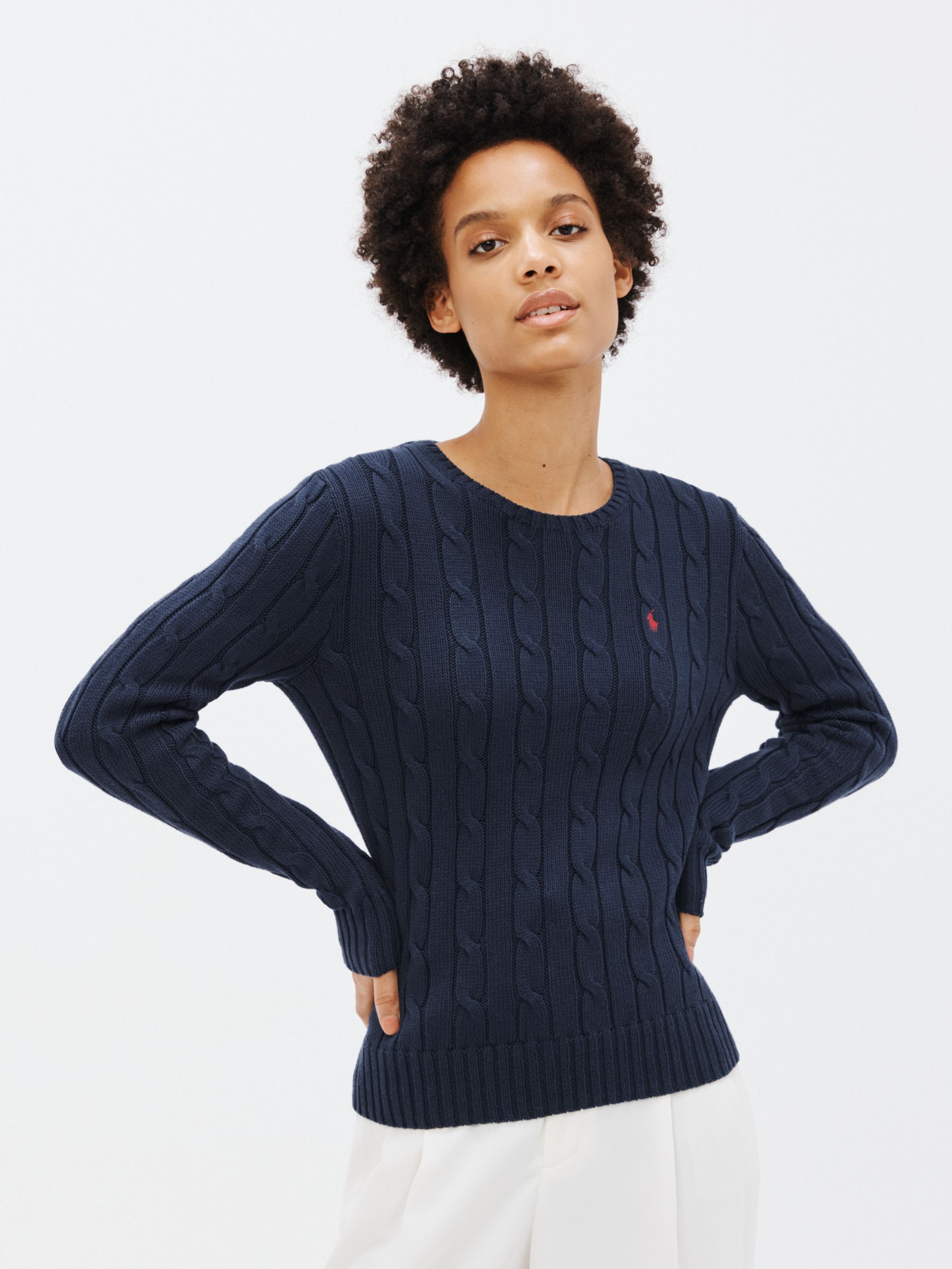 Polo Ralph Lauren - Julianna Cable-Knit Cotton Sweater - Womens - Navy - M