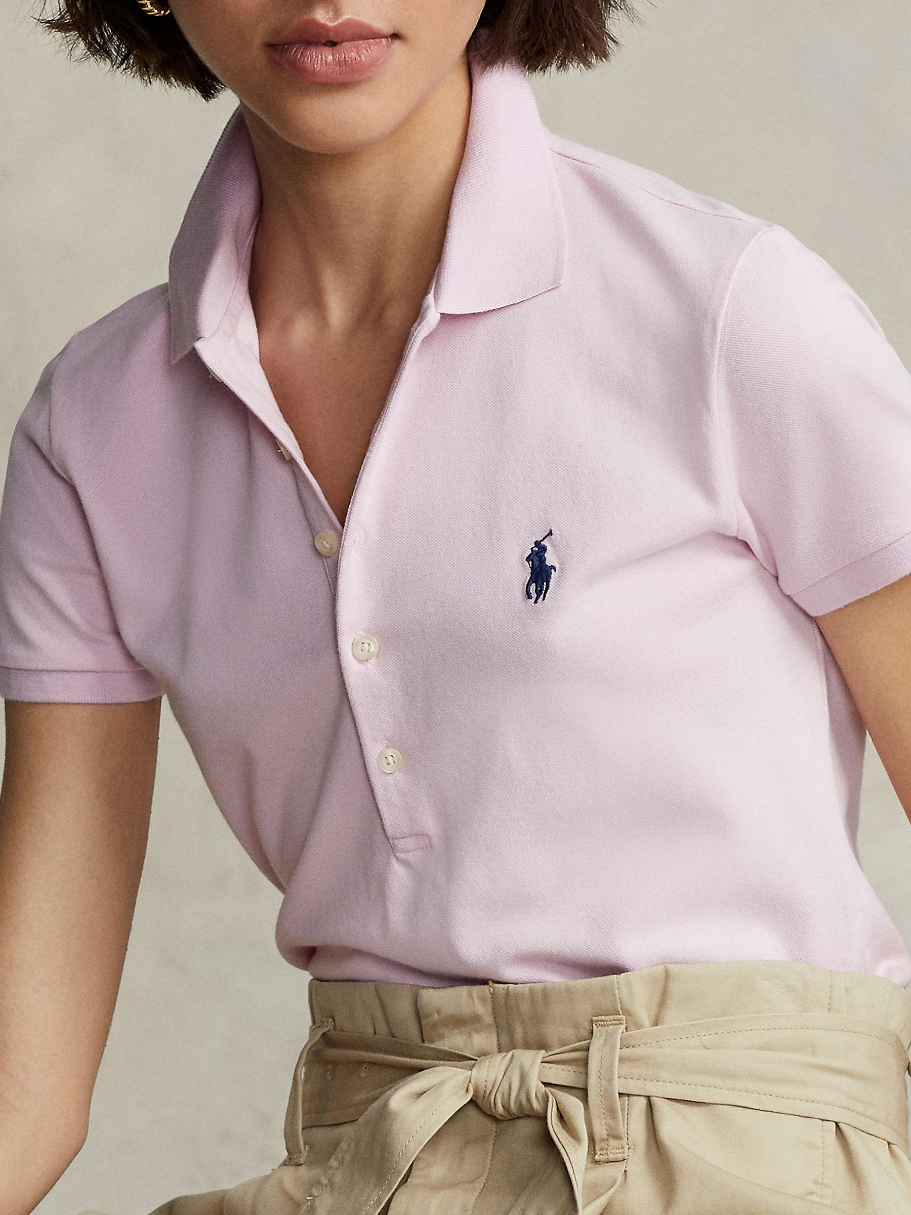 Polo Ralph Lauren Polo Neck Top, Country Club Pink at John Lewis