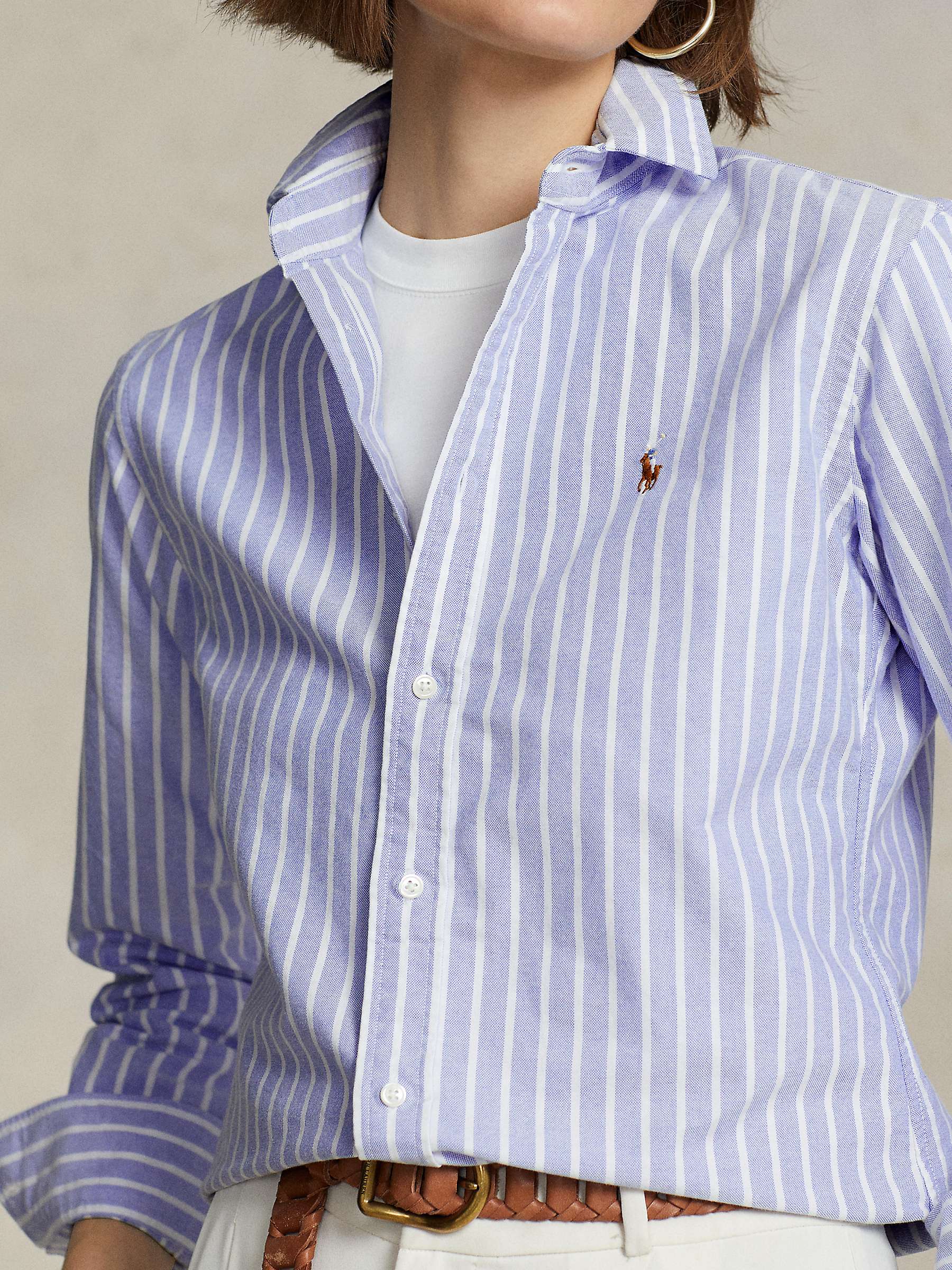 Buy Polo Ralph Lauren Striped Cotton Shirt, Island Blue/White Online at johnlewis.com