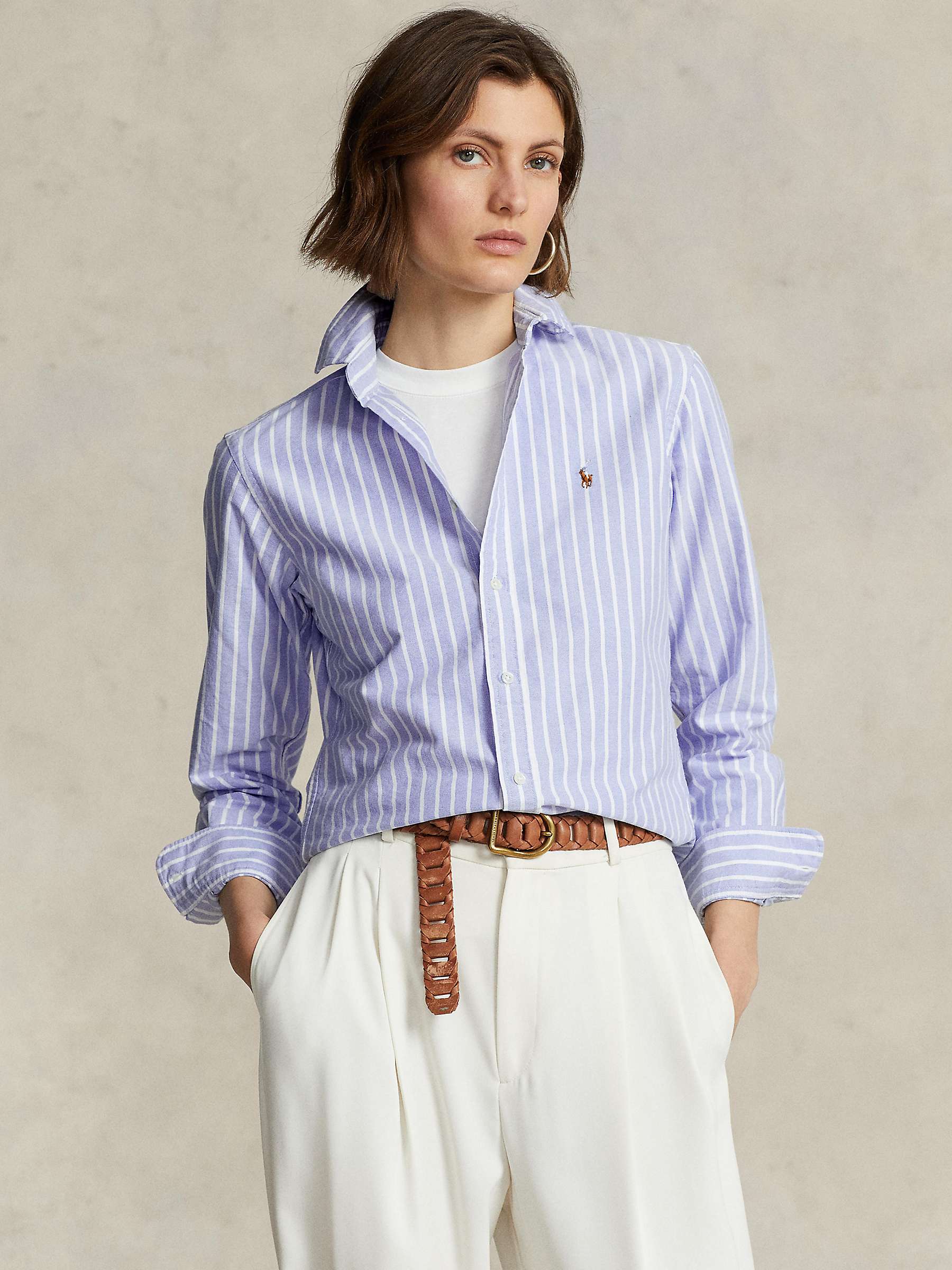 Buy Polo Ralph Lauren Striped Cotton Shirt, Island Blue/White Online at johnlewis.com