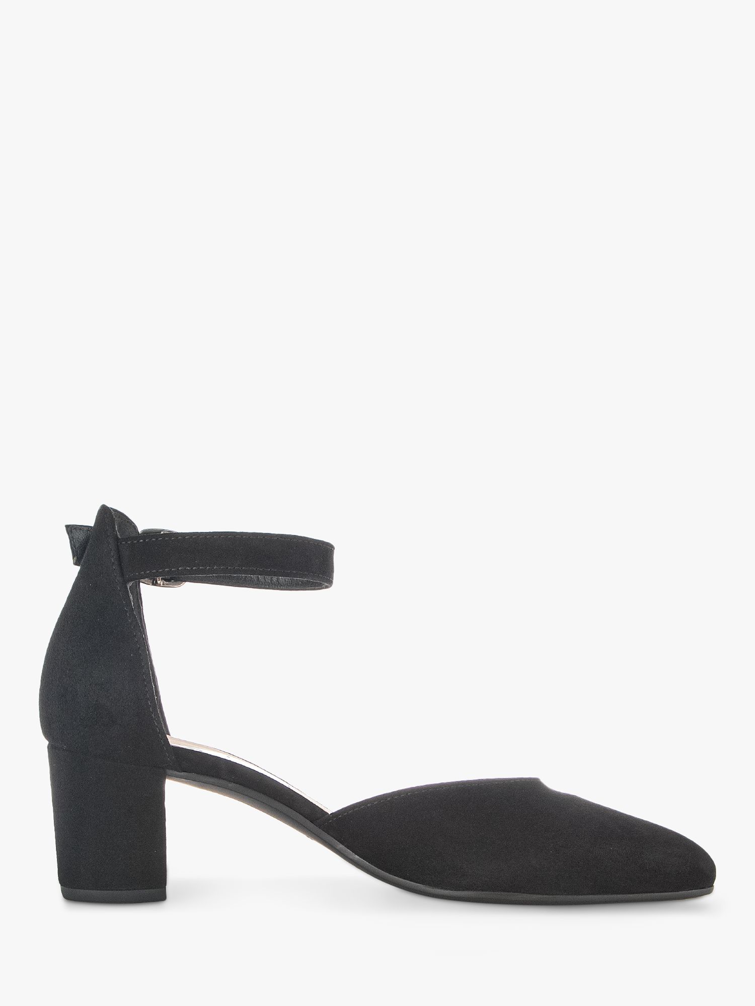 Gabor Gala Suede Ankle Strap Court Shoes, Black