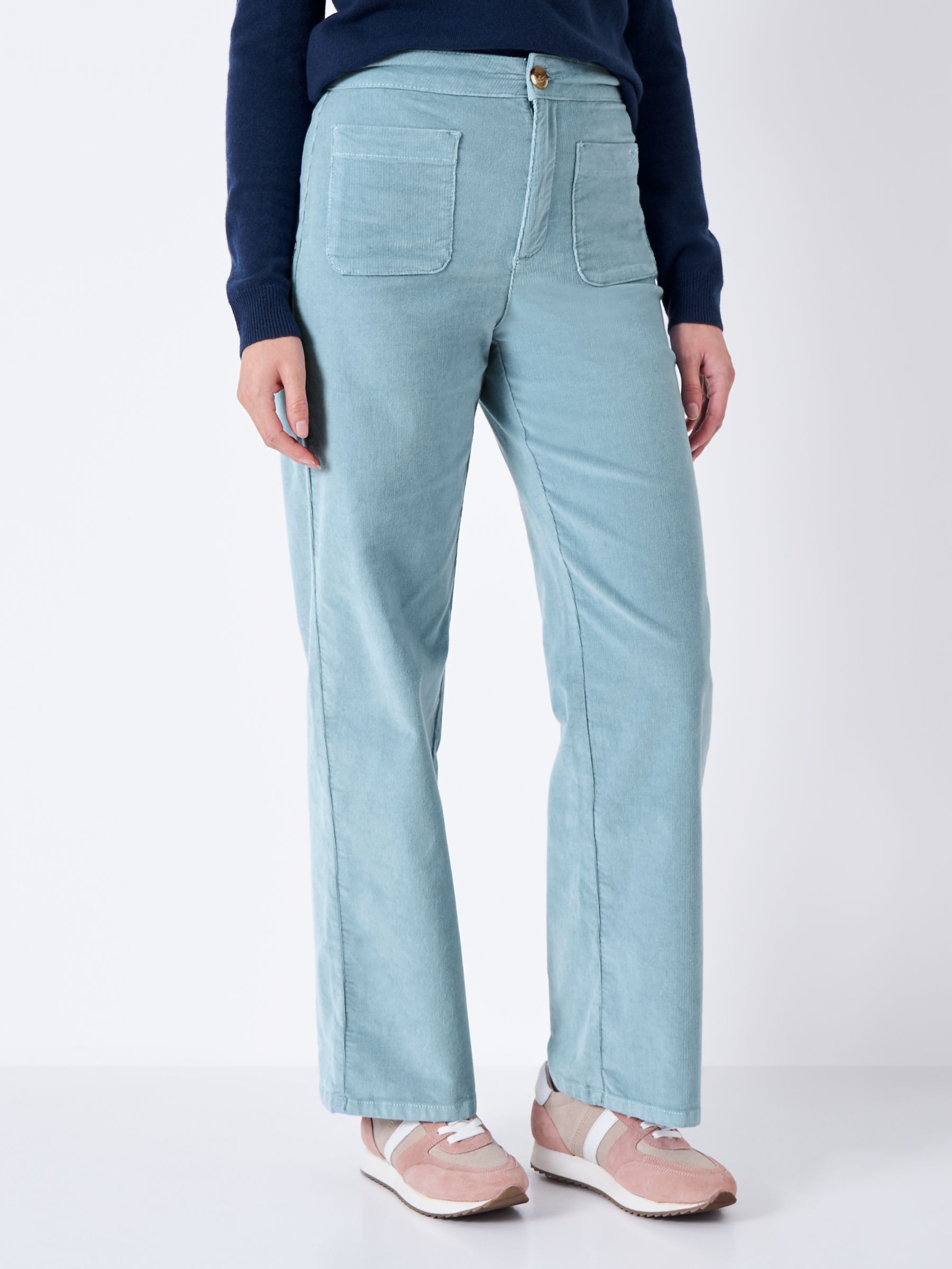 J.CREW Womens Size 8 Blue Corduroy Flared Trouser Pants Front Button-flap  Pocket