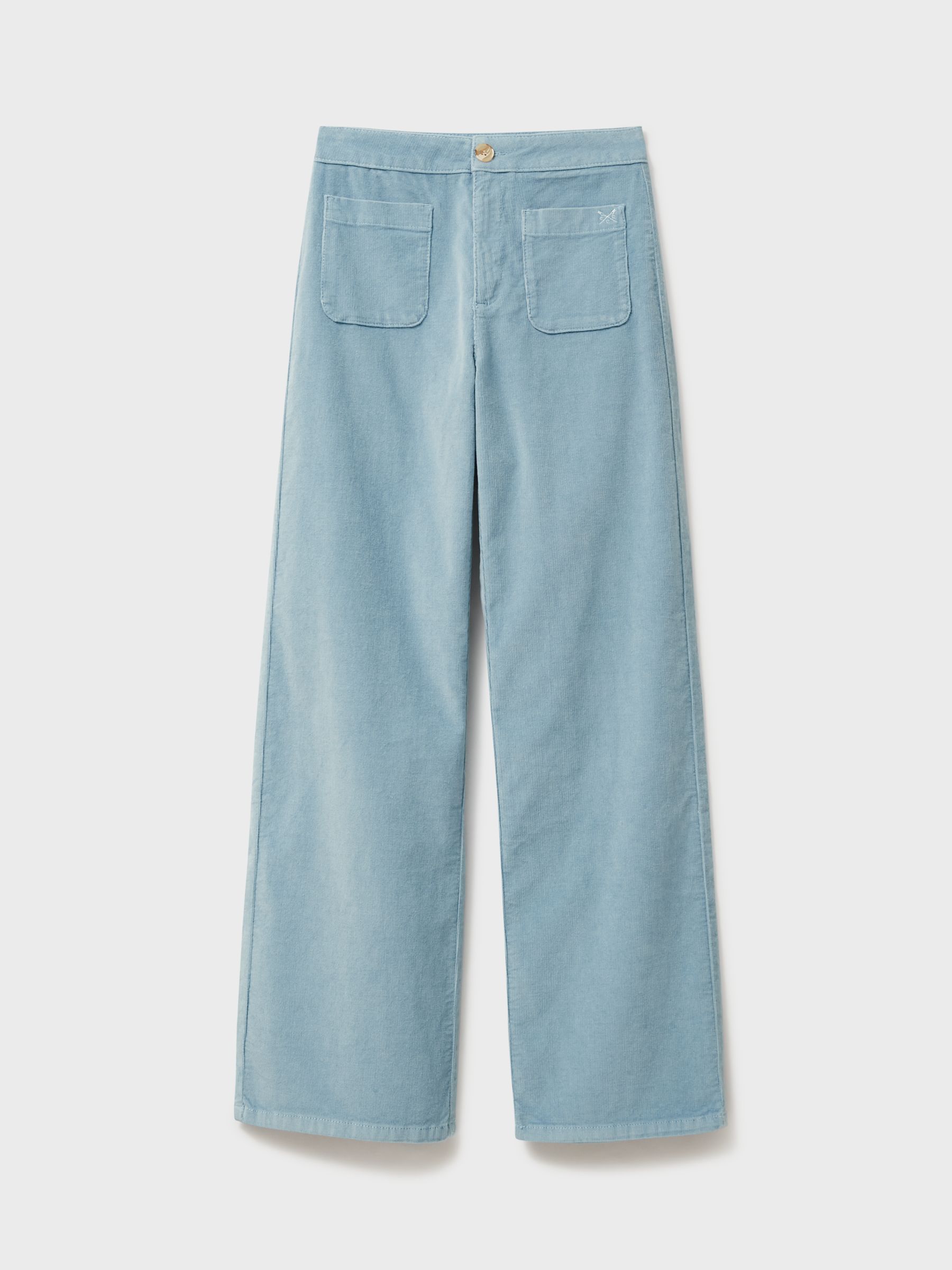 J.CREW Womens Size 8 Blue Corduroy Flared Trouser Pants Front Button-flap  Pocket