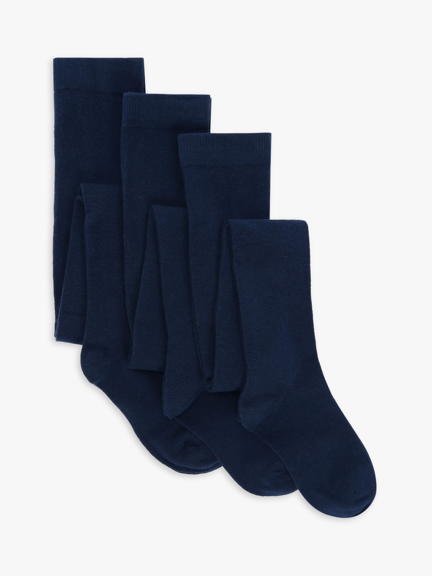John Lewis ANYDAY Kids' Cotton Rich Tights, Pack of 3, Navy at John ...