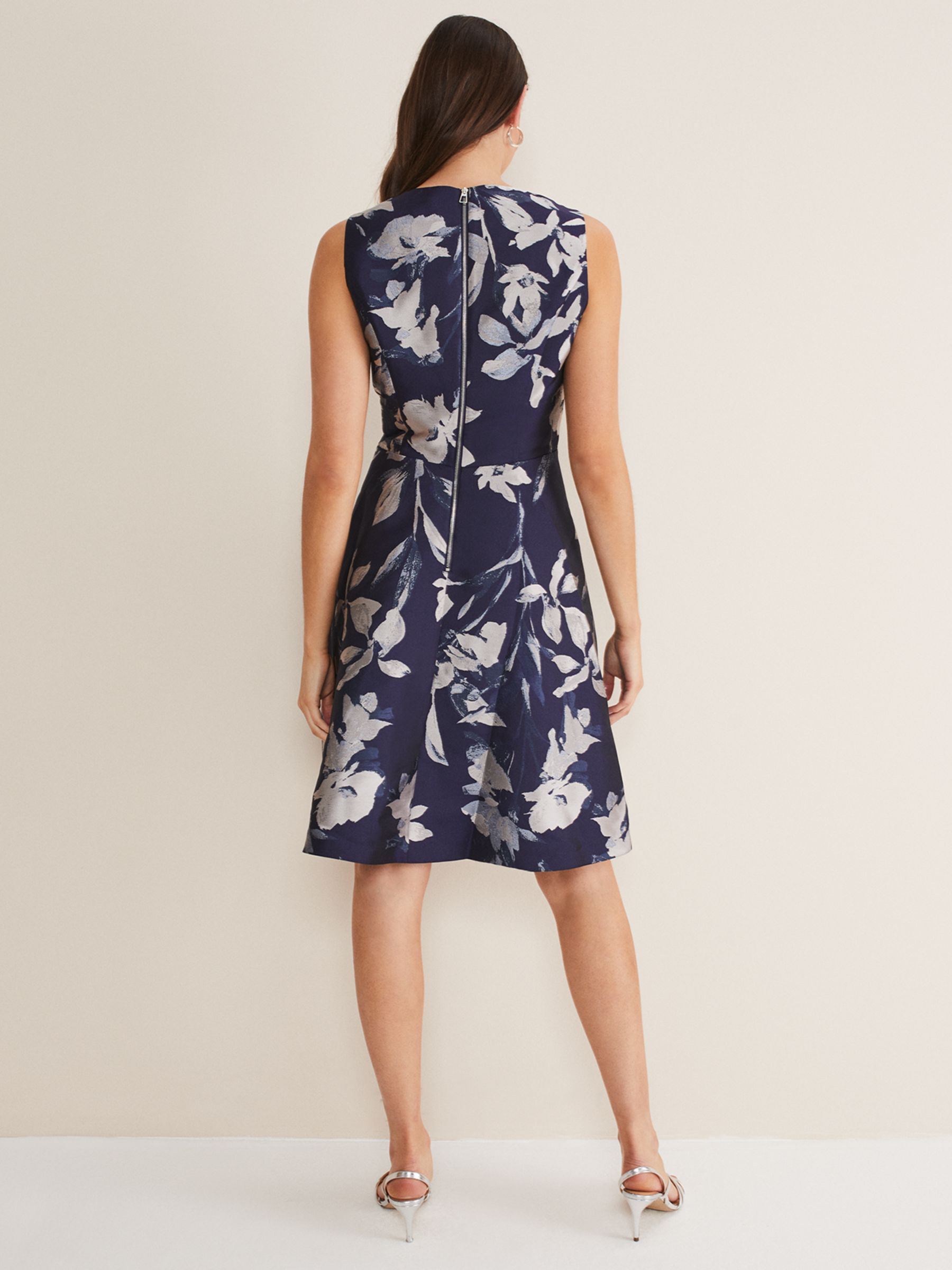 Phase Eight Cassy Floral Jacquard Dress, Navy/Multi at John Lewis ...