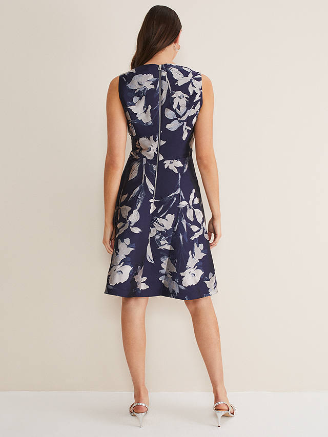 Phase Eight Cassy Floral Jacquard Dress, Navy/Multi