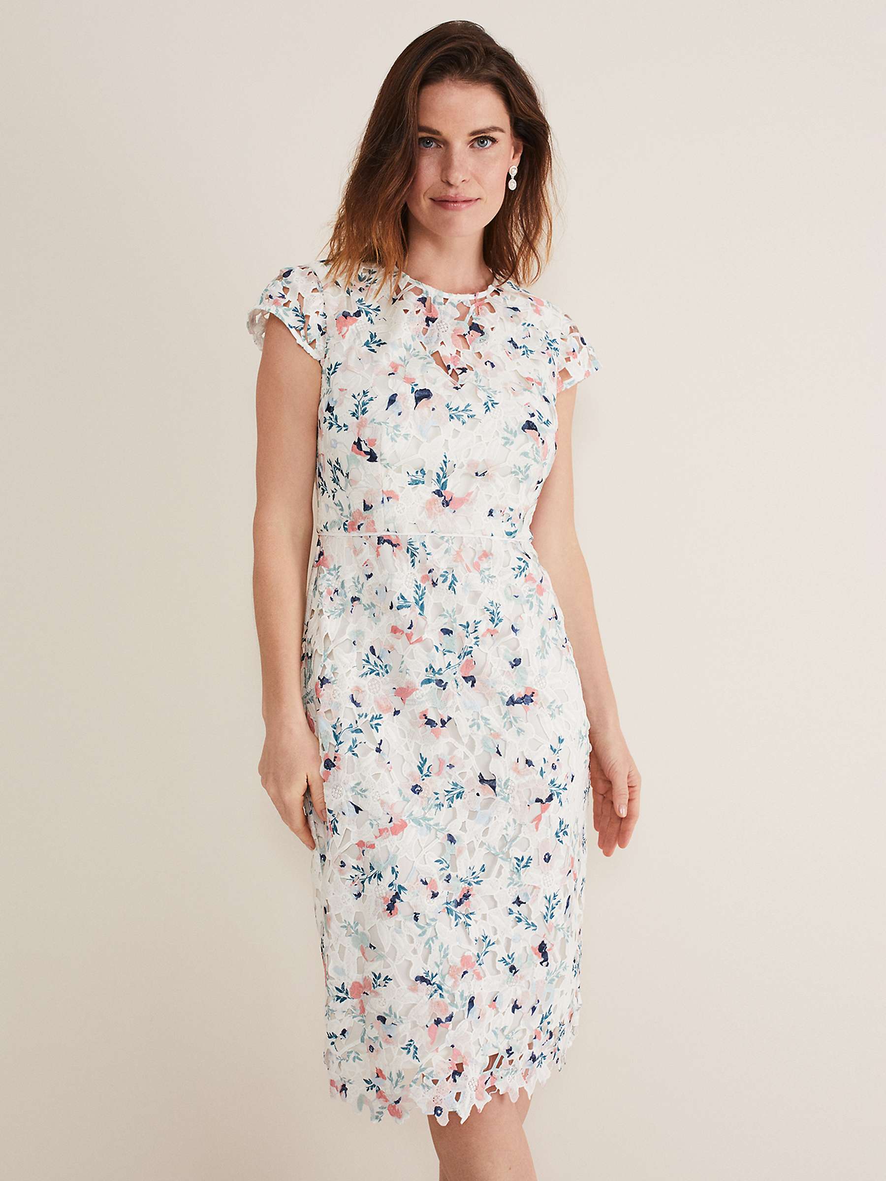 Buy Phase Eight Franky Floral Lace Dress, Ivory/Multi Online at johnlewis.com