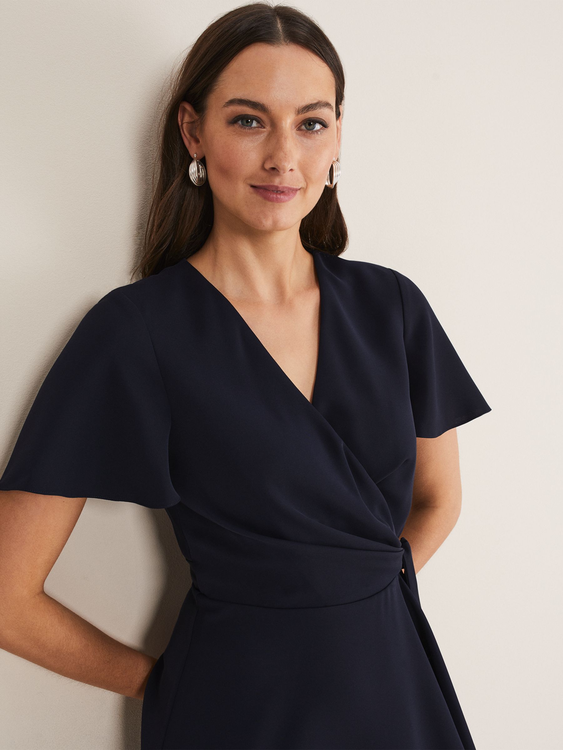 Phase Eight Julissa Wrap Midi Dress, Navy at John Lewis & Partners