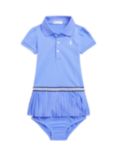 Ralph Lauren Baby Stretch Mesh Pleated Dress and Bloomers Set, Harbour Island Blue
