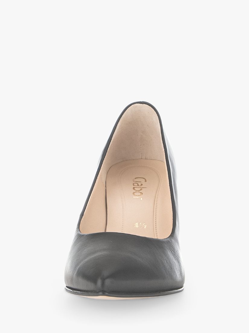 Gabor Dane Leather Pointed Toe Court Shoes, Black at John Lewis & Partners