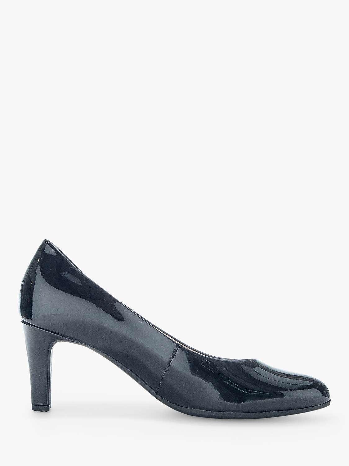 Gabor Edina Heeled Leather Court Shoes, Black Nappalack at John Lewis ...