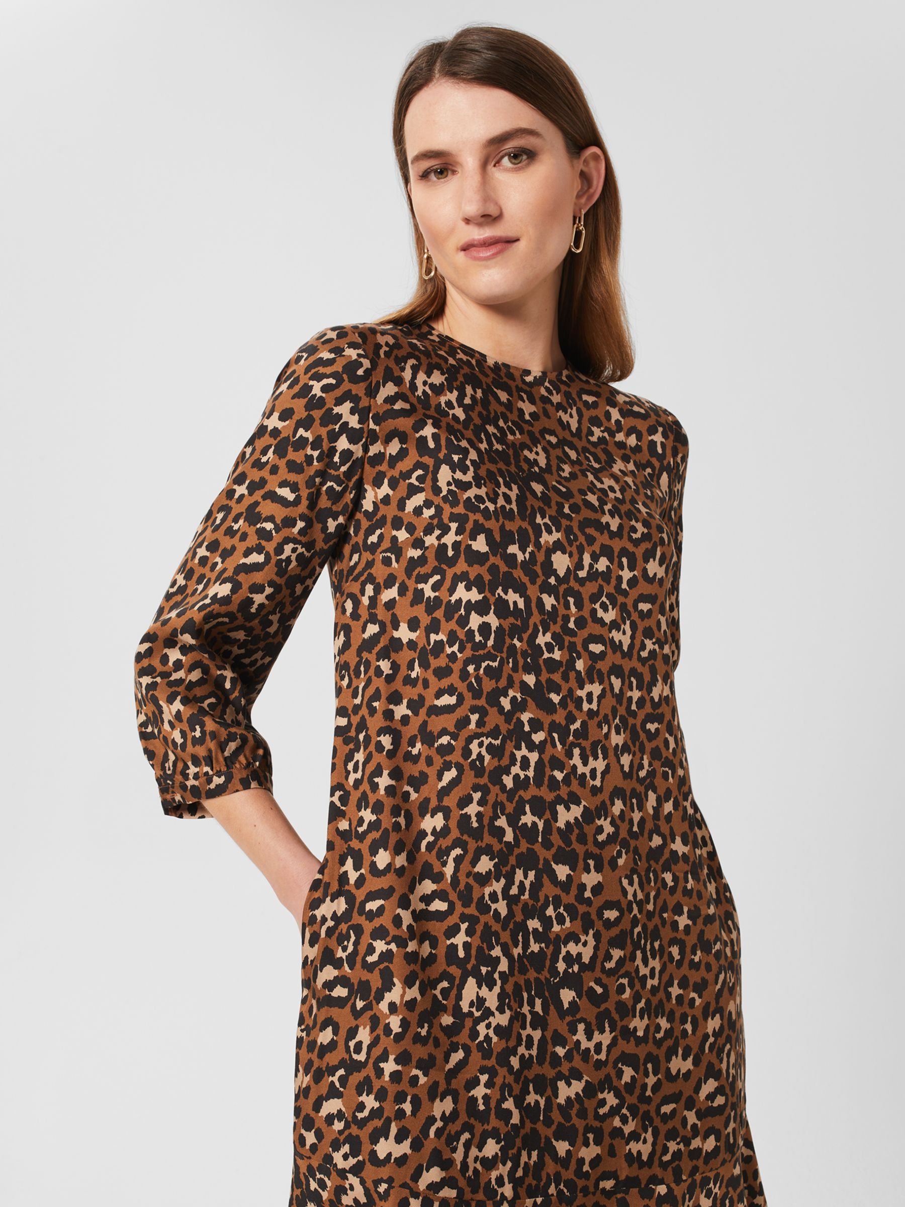 Buy Hobbs Prim Leopard Print Dress, Brown/Multi Online at johnlewis.com