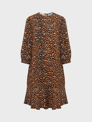 Hobbs Prim Leopard Print Dress, Brown/Multi