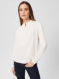 Hobbs Rae Pintuck Embroidered Cotton Blend Top, Ivory