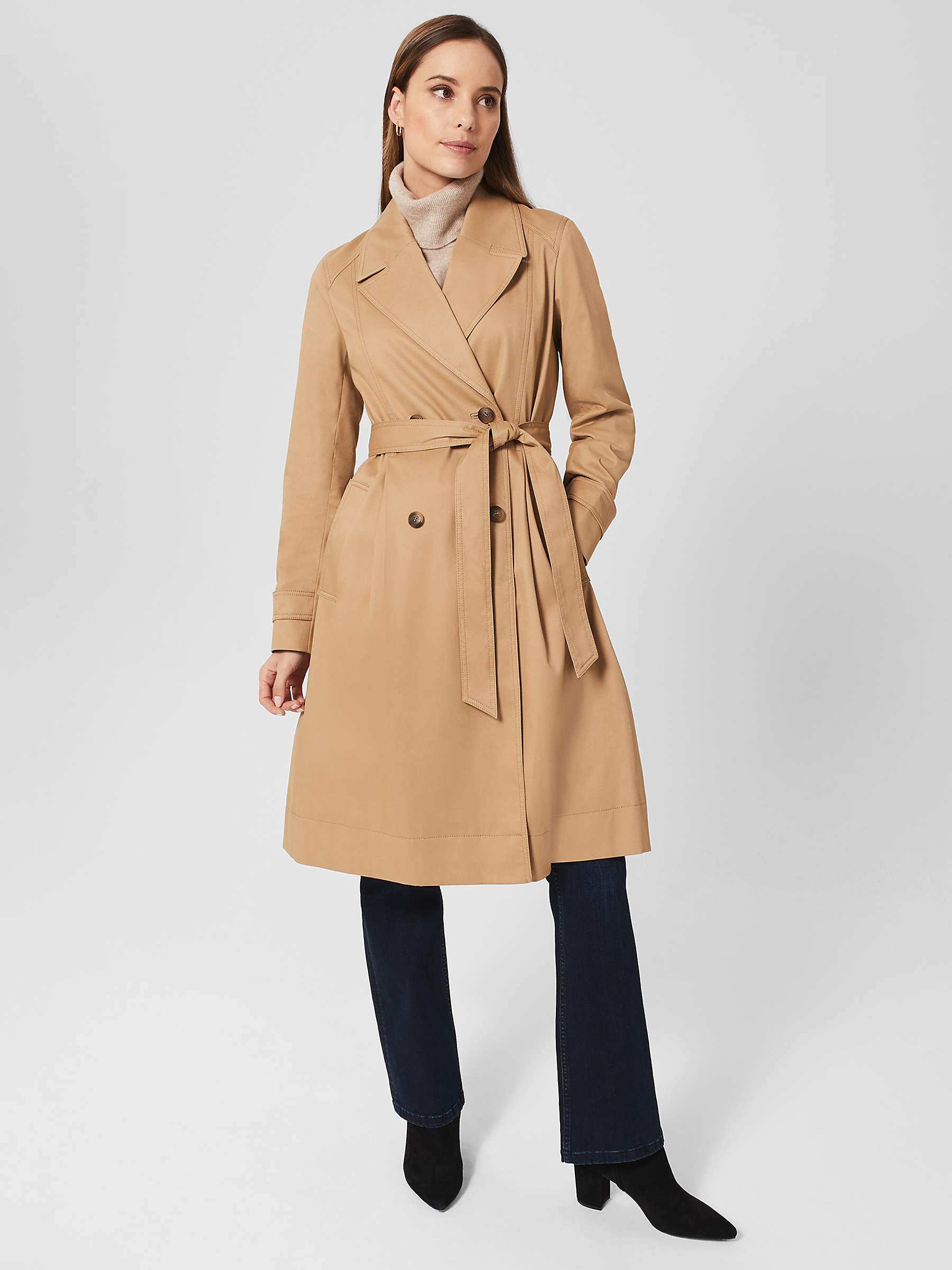 Hobbs Ashleigh Trench Coat, Fawn Beige at John Lewis & Partners