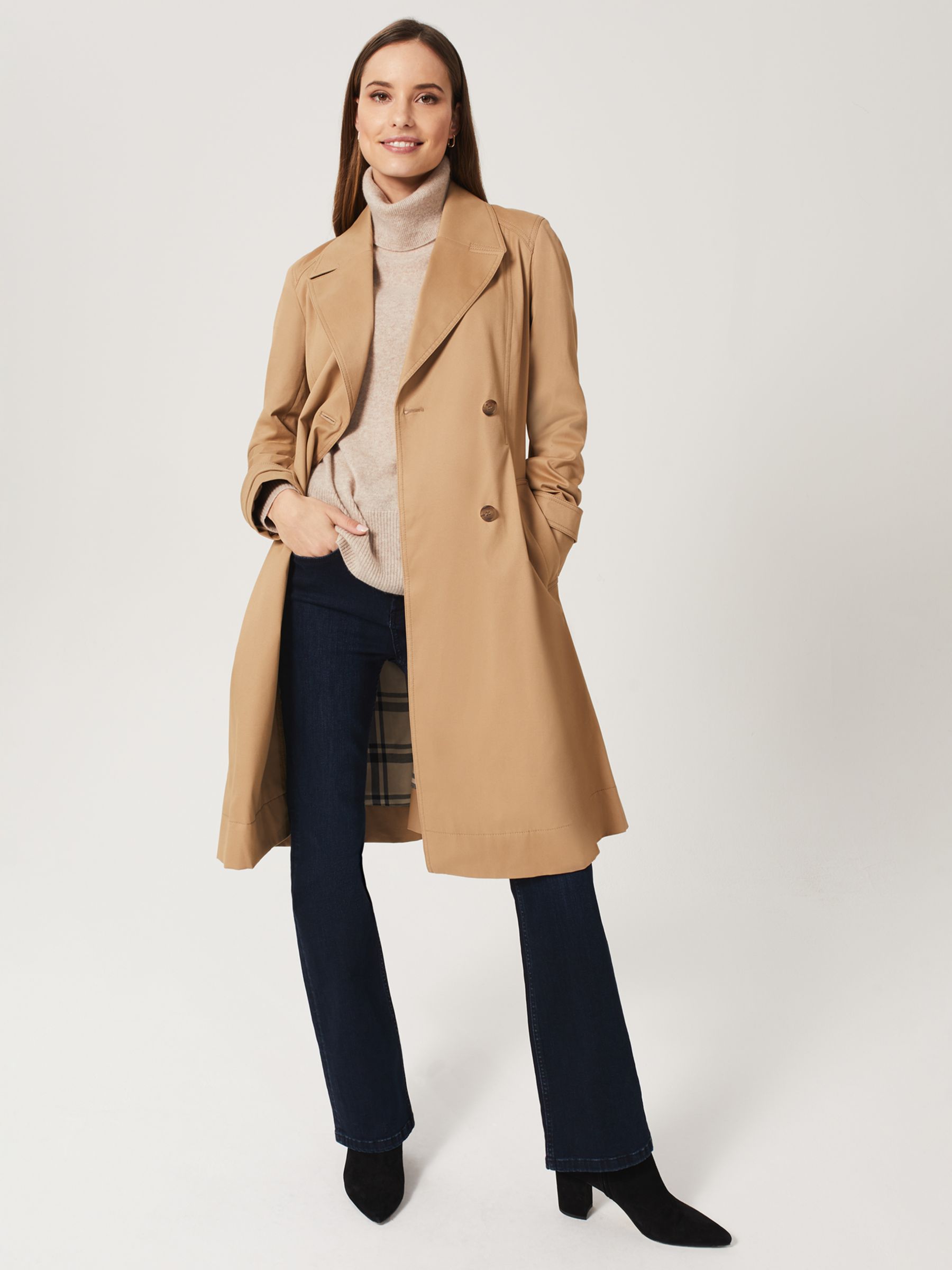 Hobbs Ashleigh Trench Coat, Fawn Beige at John Lewis & Partners
