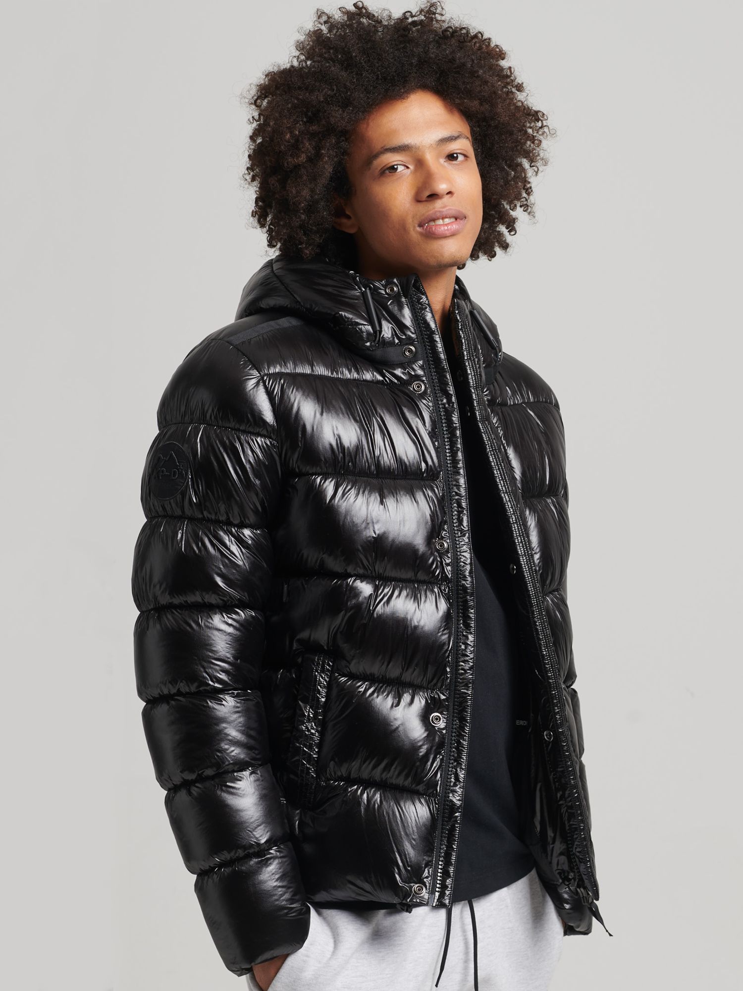 Superdry XPD Sports Luxe Puffer Jacket, Black at John Lewis & Partners