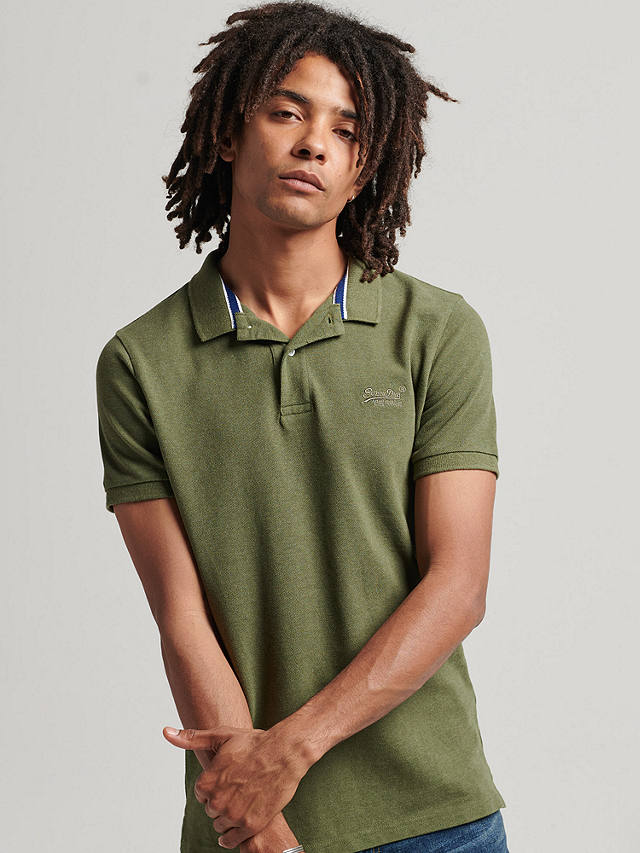 Superdry Classic Pique Polo Shirt, Thrift Olive Marl