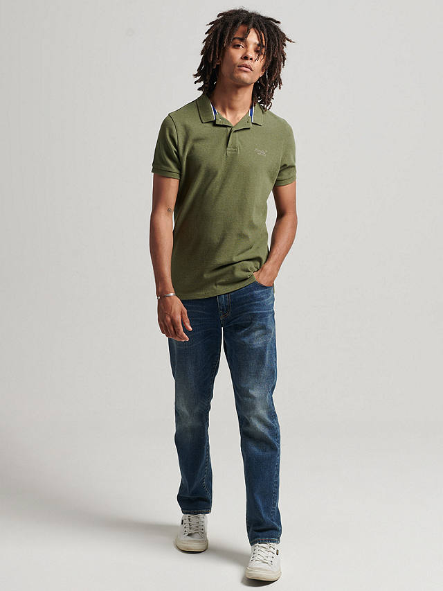 Superdry Classic Pique Polo Shirt, Thrift Olive Marl