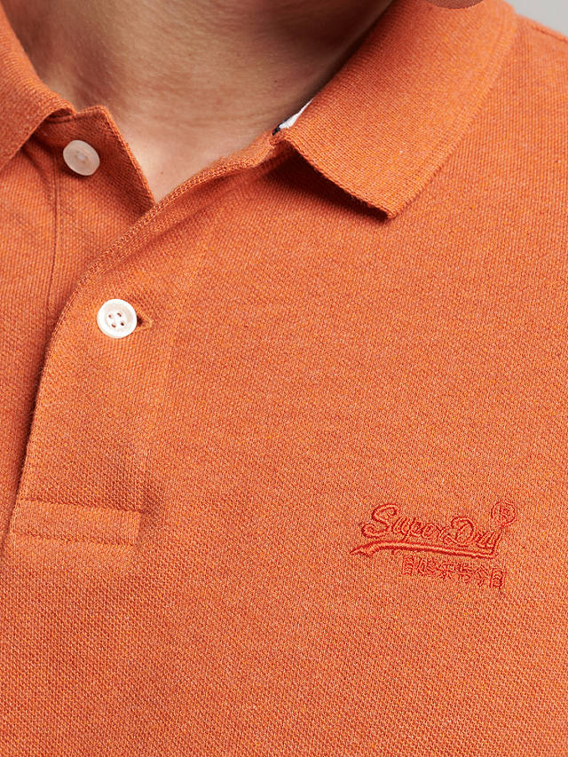 Superdry Classic Pique Polo Shirt, Rust Orange Marl