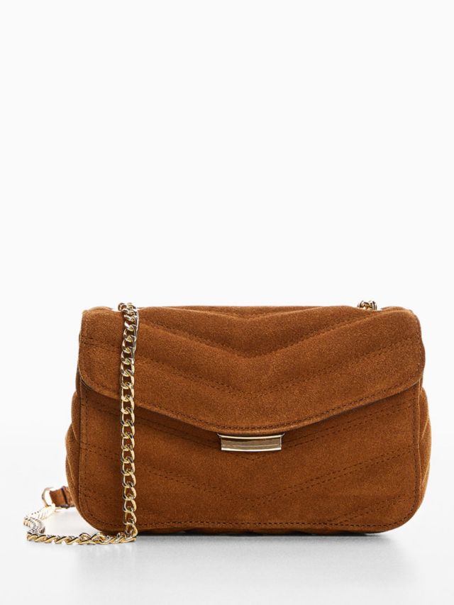 Mango Lys Suede Quilted Bag Brown