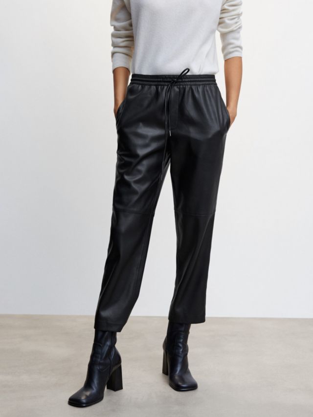 Mango Apple Faux Leather Trousers Black XXS