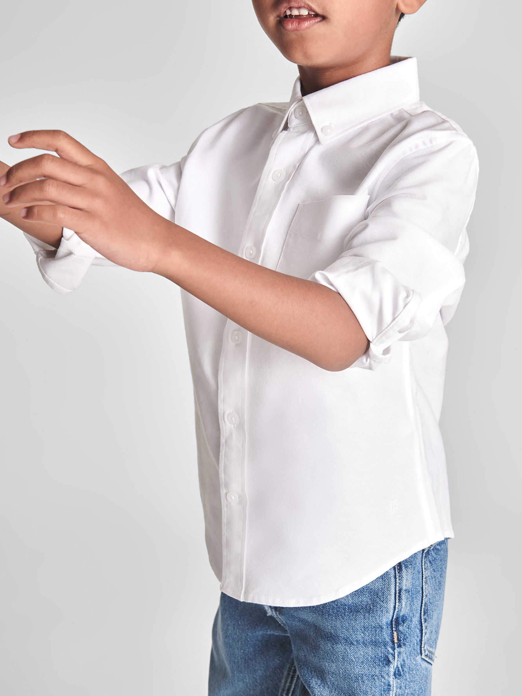 Reiss Kids' Greenwich Oxford Shirt, White, 4-5 years