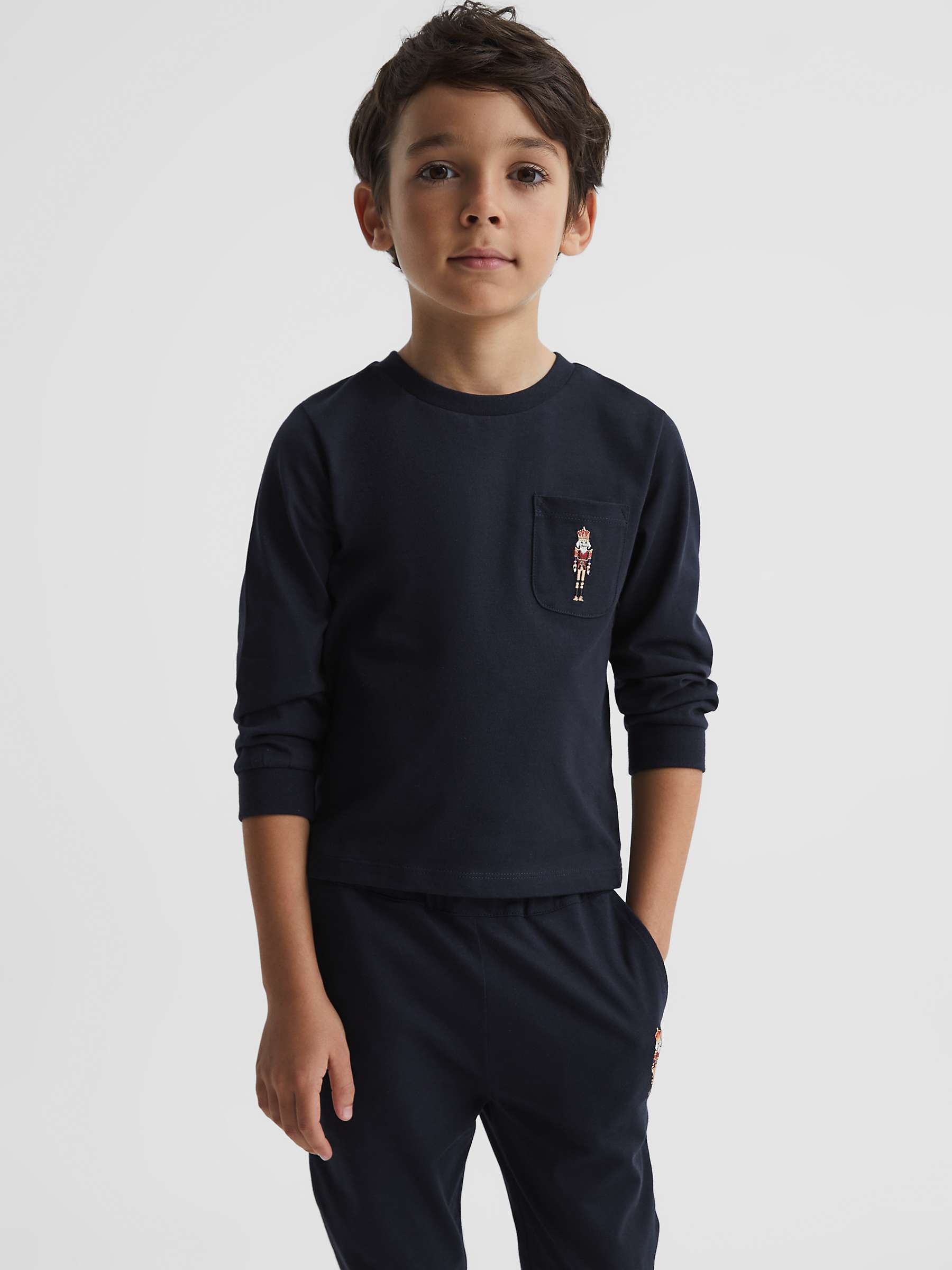 Reiss Kids' Will Nutcracker Embroidered Sweatshirt, Navy at John Lewis ...