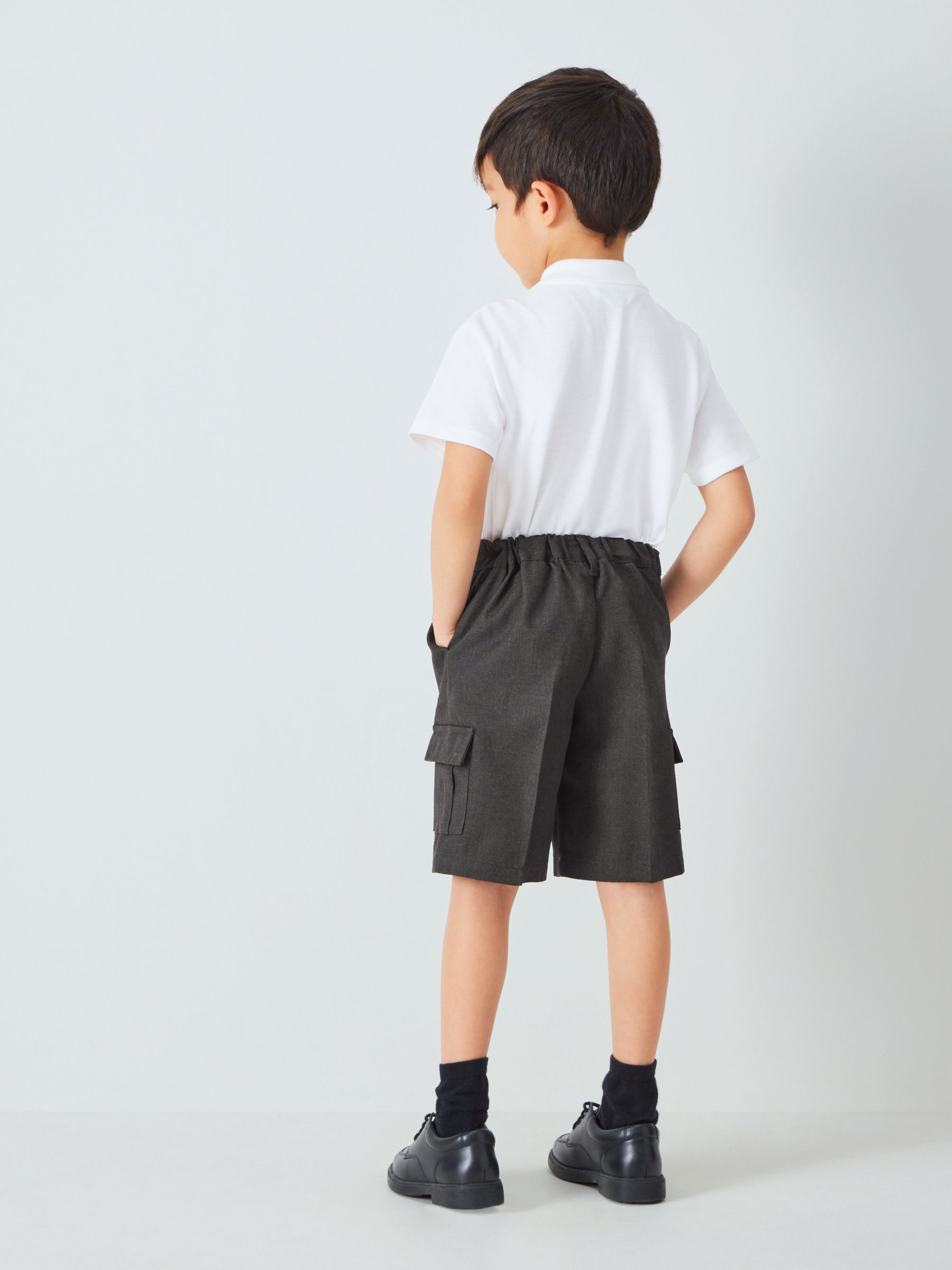 John Lewis Kids' Cargo School Shorts, Grey Mid, 7 years