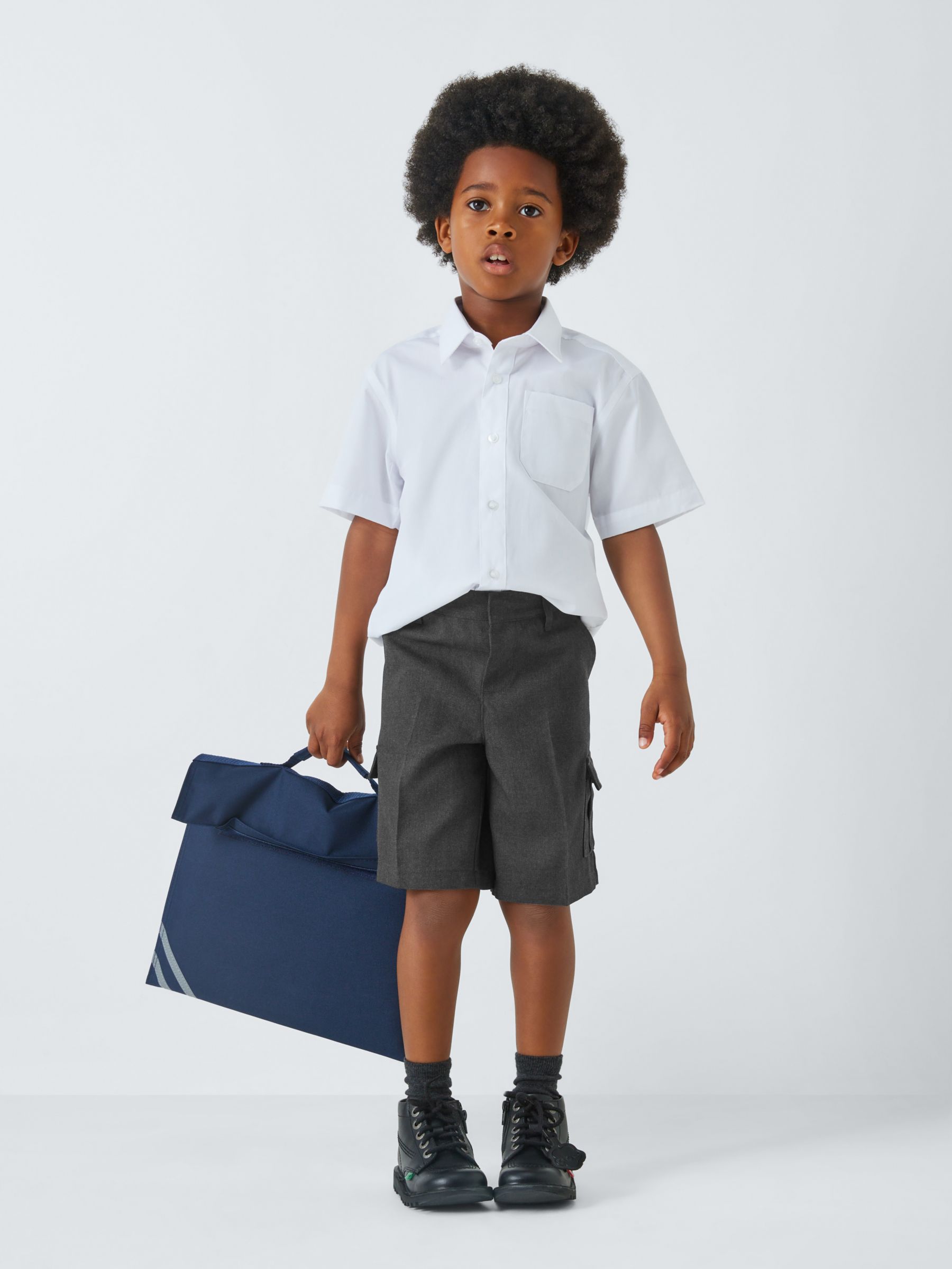 John Lewis Kids' Cargo School Shorts, Grey Mid, 7 years