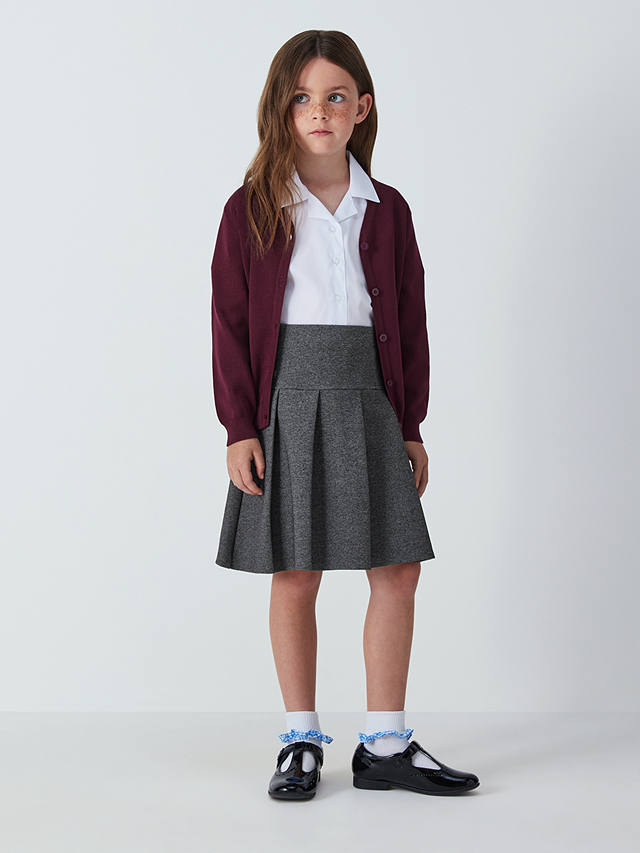 John Lewis Girls' Jersey Panel Pleated School Skirt, Grey Mid